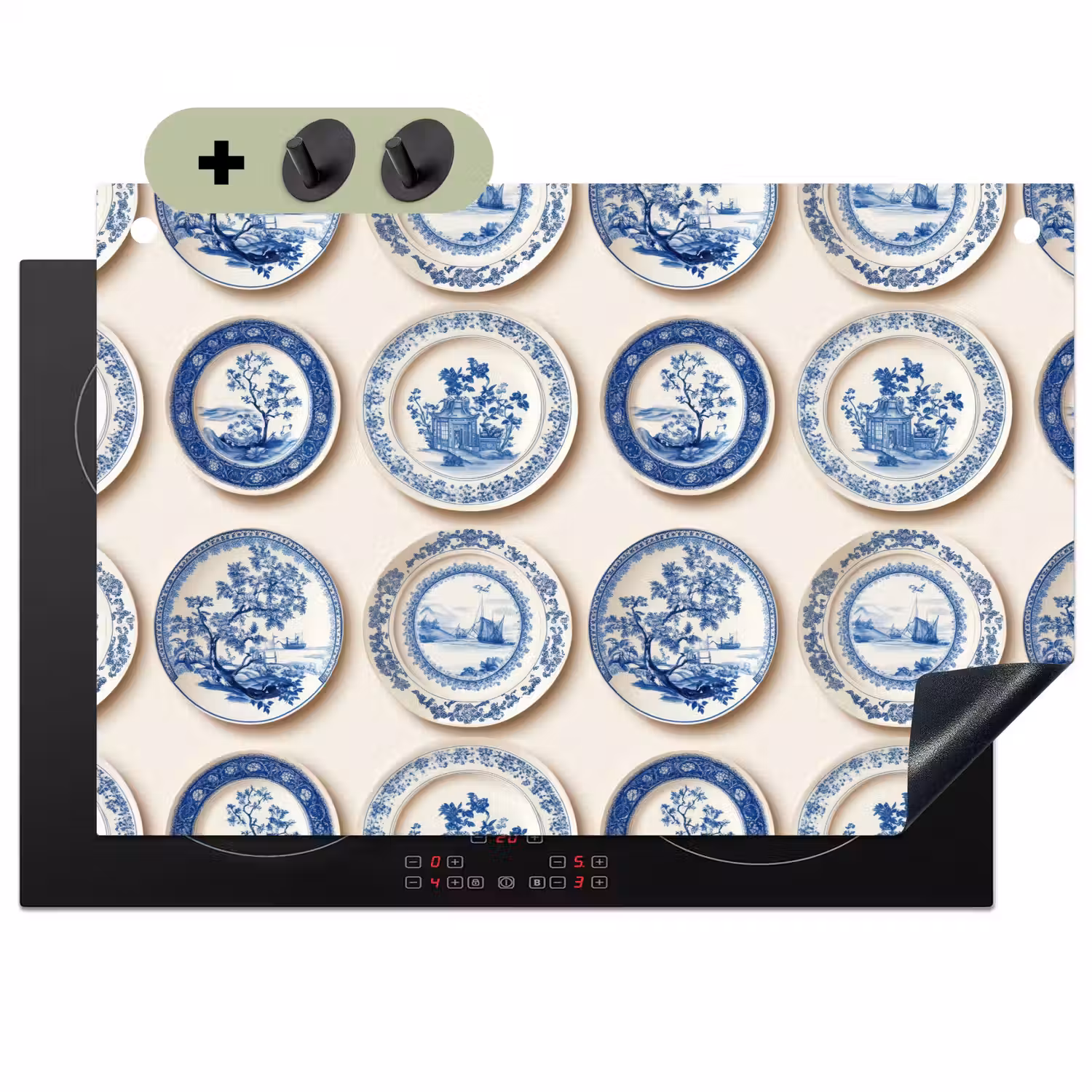 Borden - Bomen - Planten - Blauw Inductie beschemer met haakjes klein 777 -3d