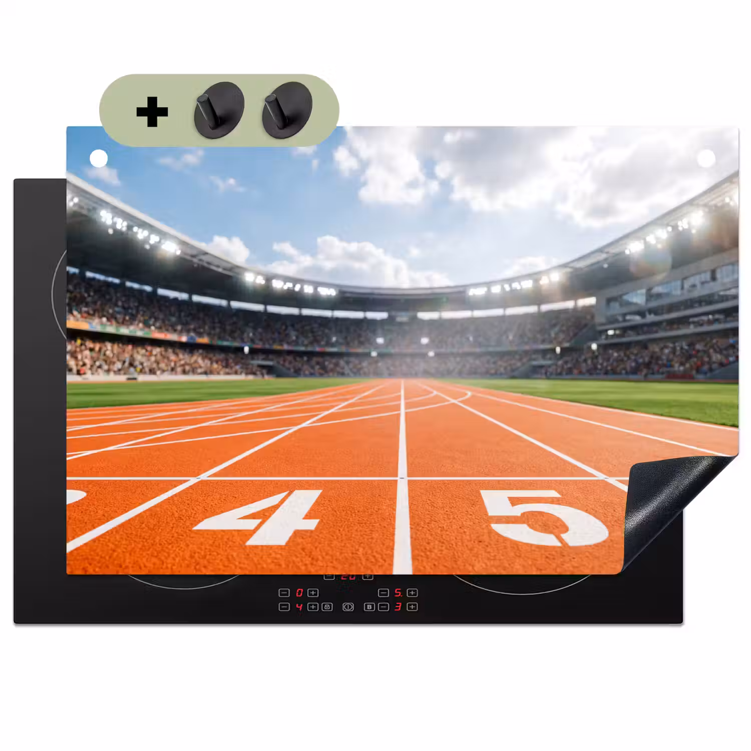 Sintelbaan - Stadion - Sport -Oranje Inductie beschemer met haakjes klein -3d