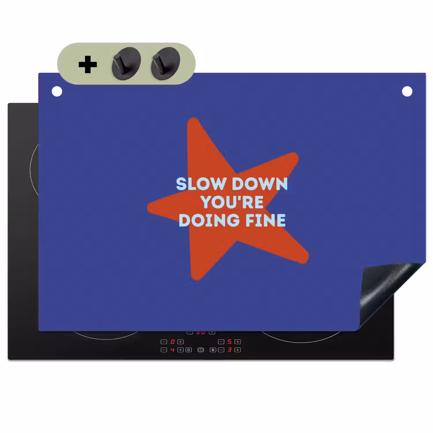 Slow down you're doing fine - Ster - Blauw Inductie beschemer met haakjes klein -3d