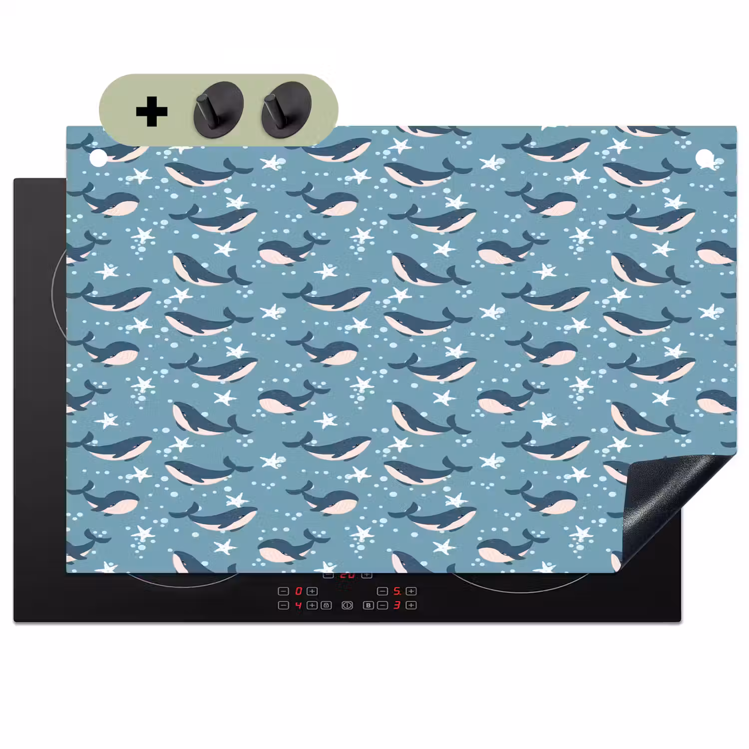 Klein - Oceaan - Walvis - Zeester Inductie beschemer met haakjes klein 777 -3d
