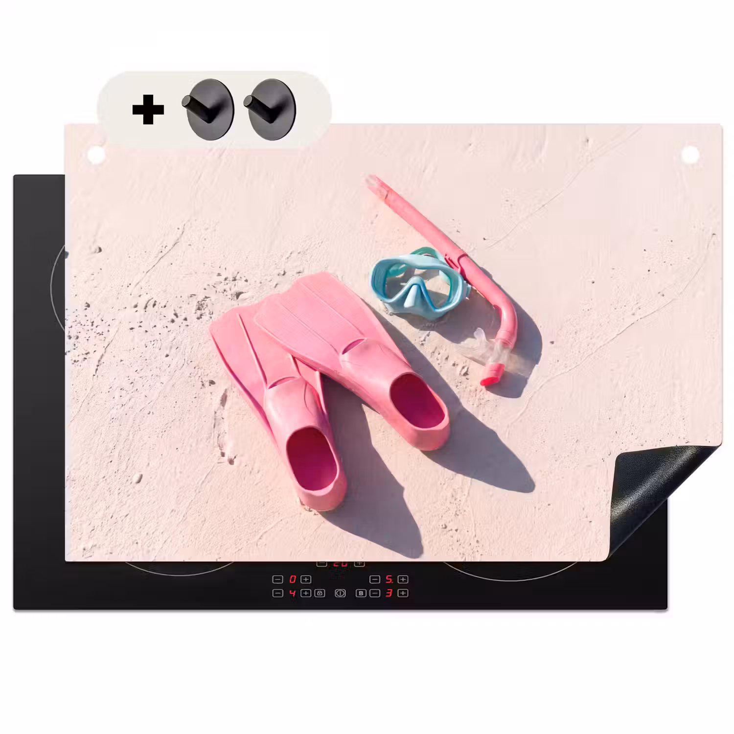 Snorkelset - Strand - Zomer - Roze Inductie beschemer met haakjes klein -3d