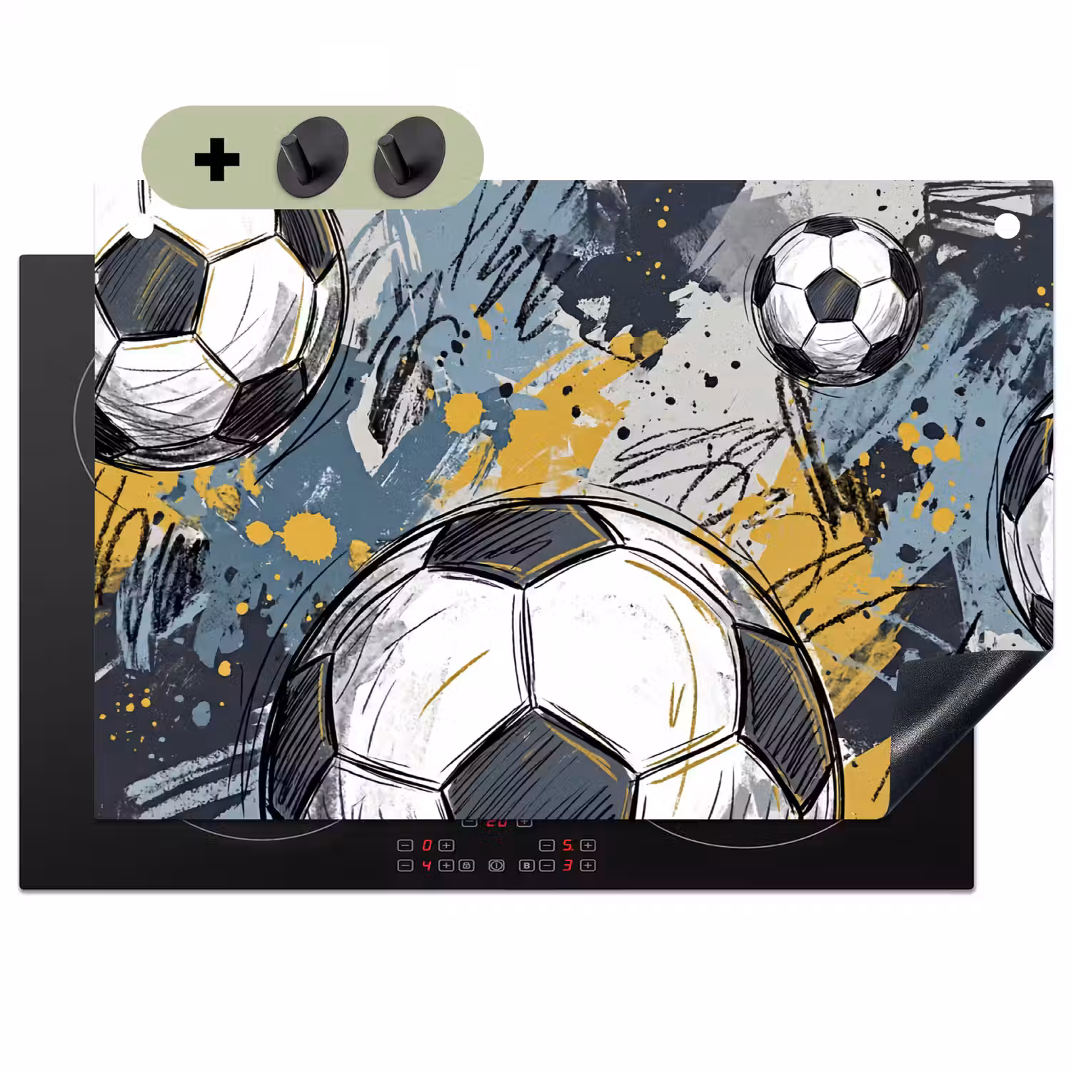 Voetbal - Abstract - Sport - Kleurrijk Inductie beschemer met haakjes klein -3d