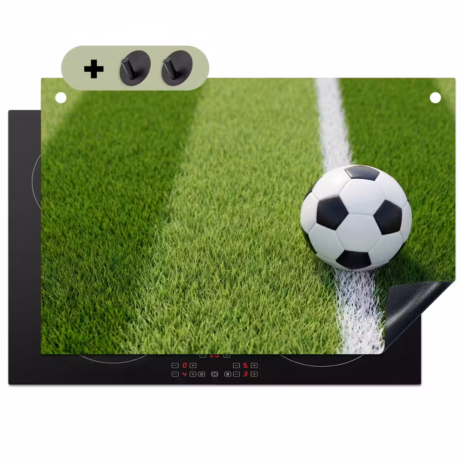 Voetbal - Grasveld - Sport - Groen Inductie beschemer met haakjes klein -3d
