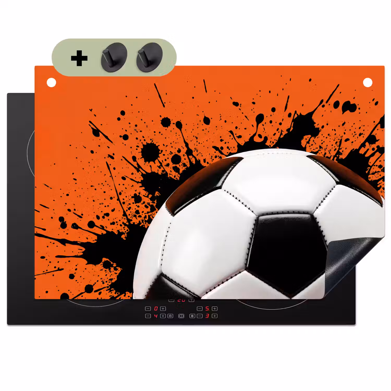 Voetbal - Verf - Sport - Oranje Inductie beschemer met haakjes klein -3d