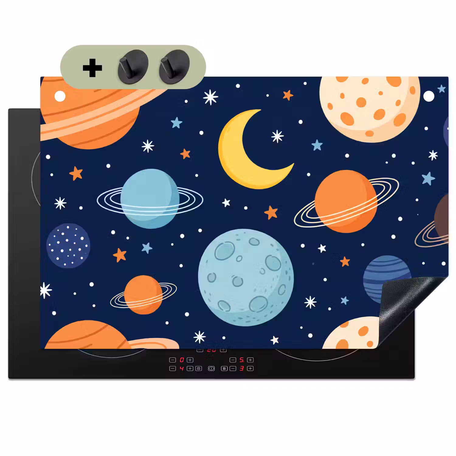 Ruimte - Planeten - Kleurrijk Inductie beschemer met haakjes klein -3d