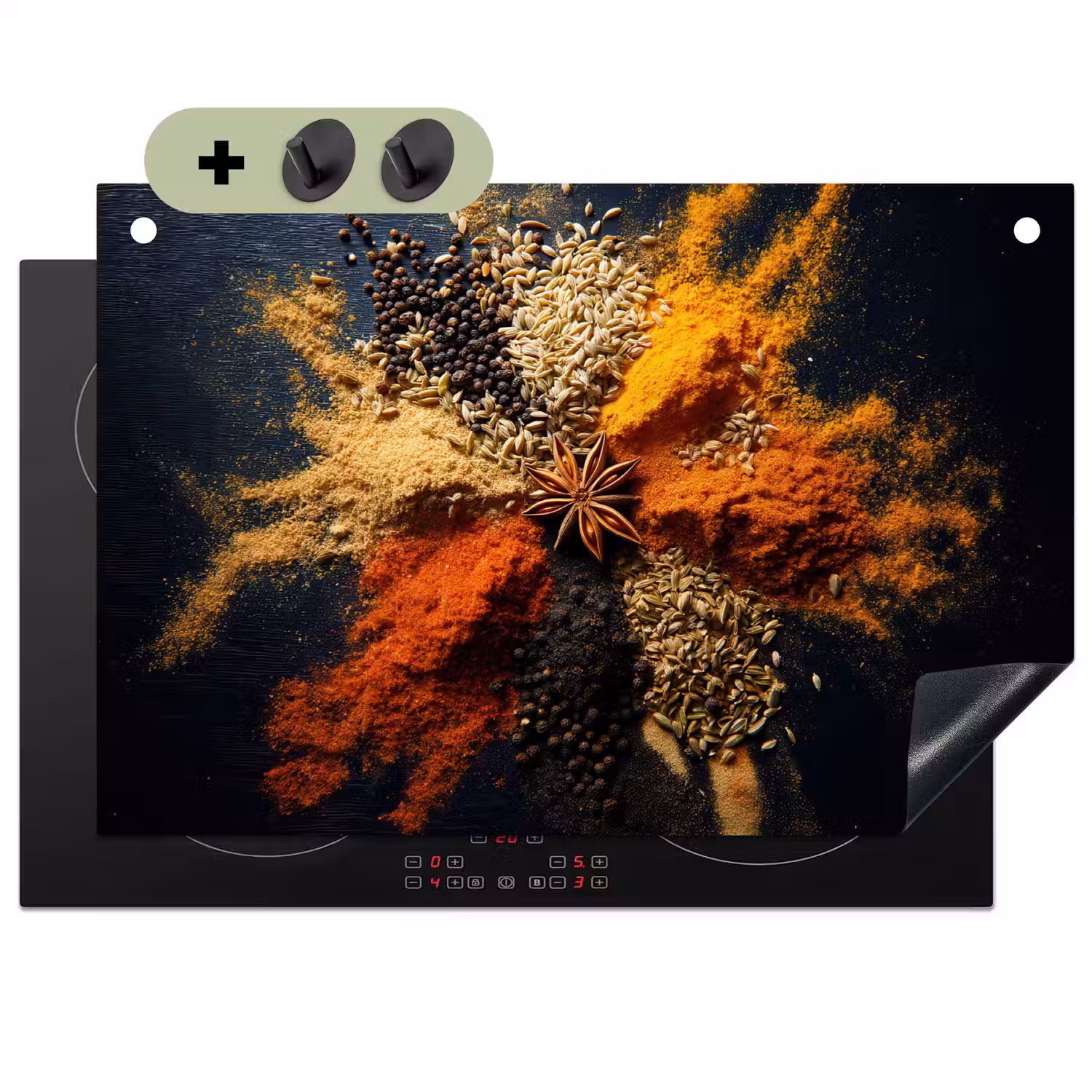 Specerijen - Explosie - Oranje Inductie beschemer met haakjes klein -3d