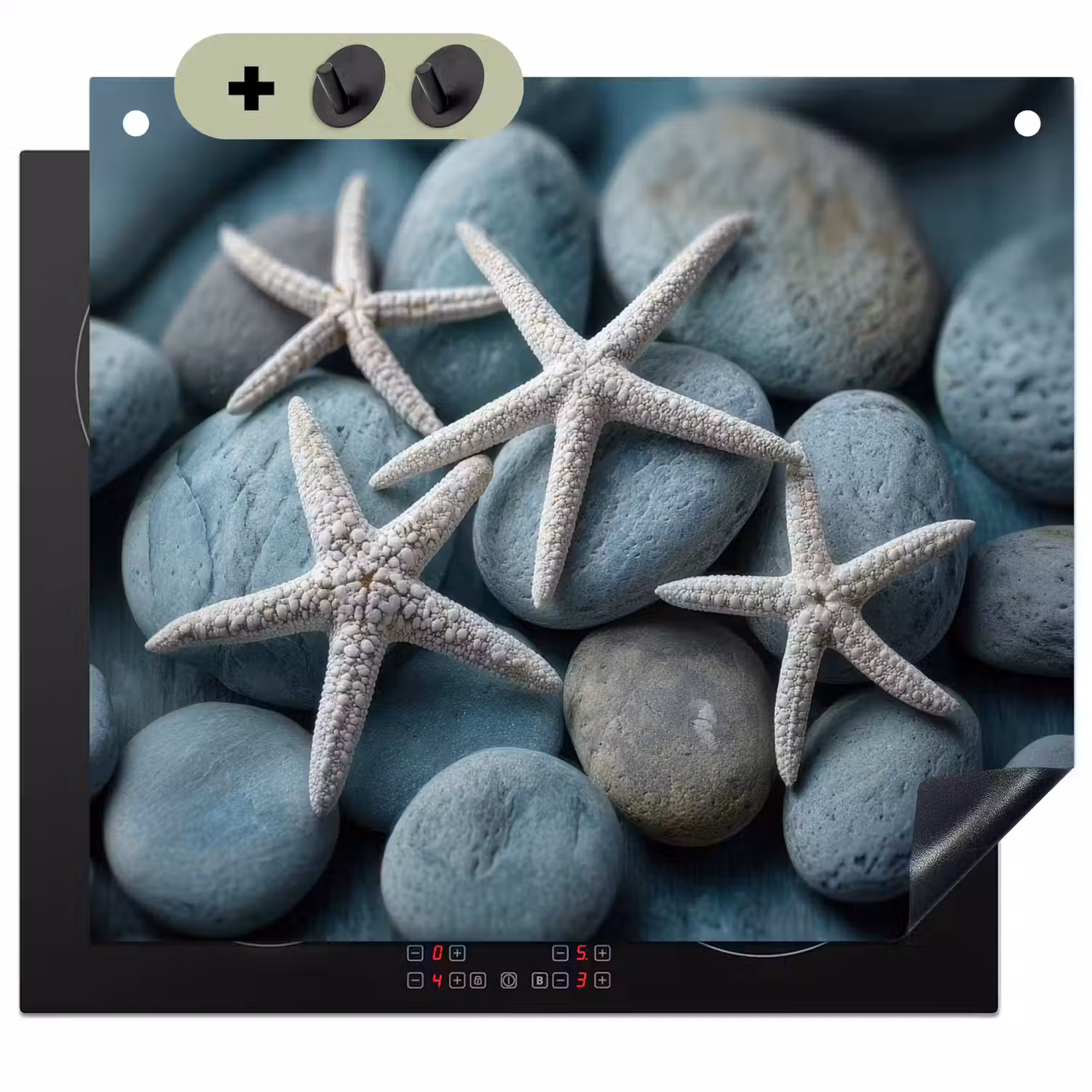 Zeesterren - Stenen - Wit Inductie beschemer met haakjes middel -3d