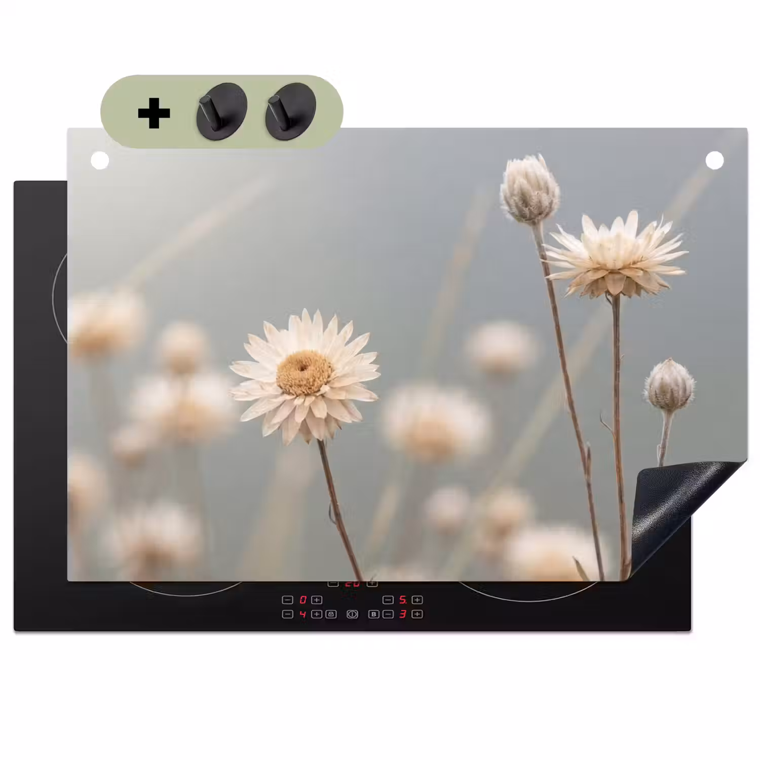 Strobloemen - Wit - Daglicht Inductie beschemer met haakjes klein -3d