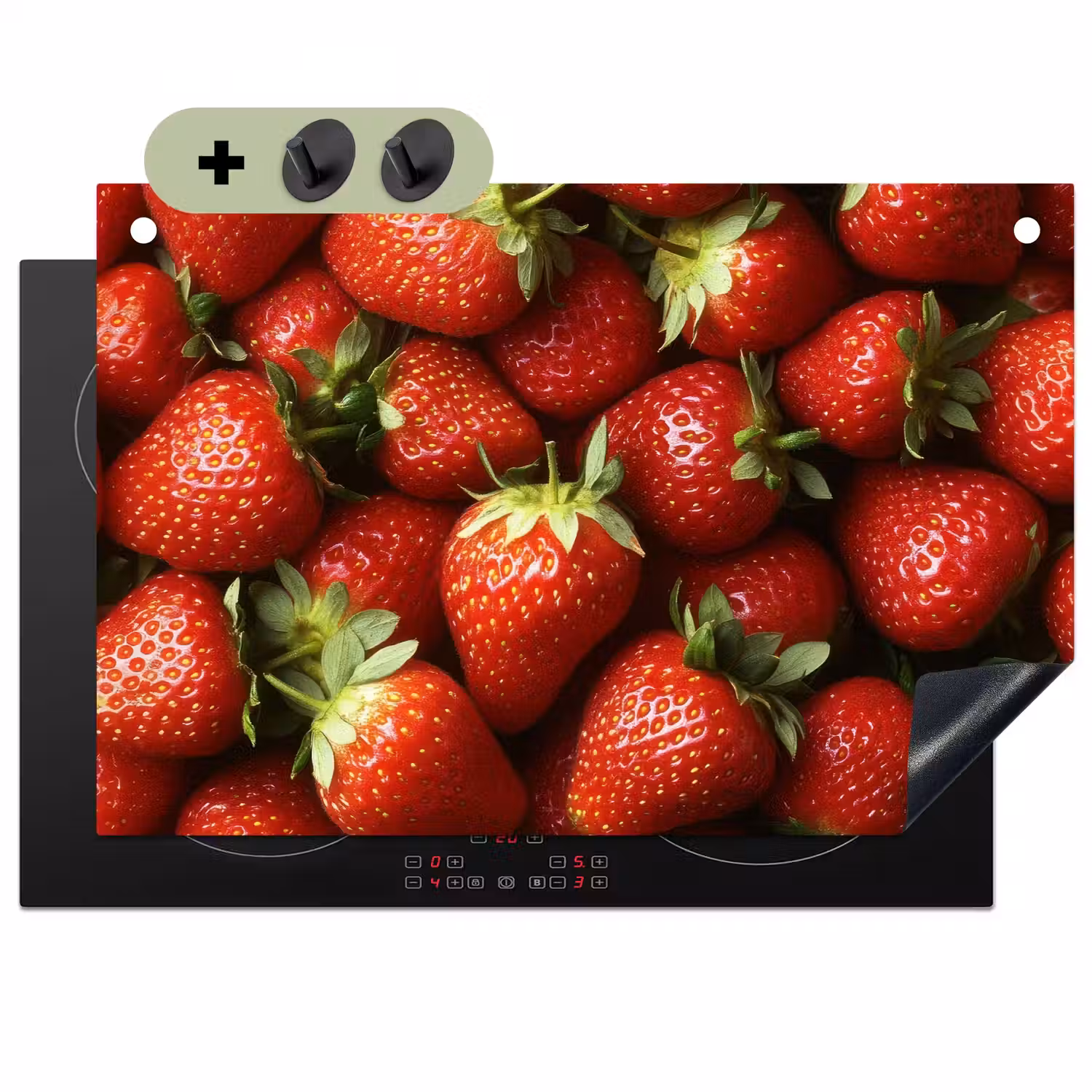 Aardbei - Fruit - Rood Inductie beschemer met haakjes klein -3d