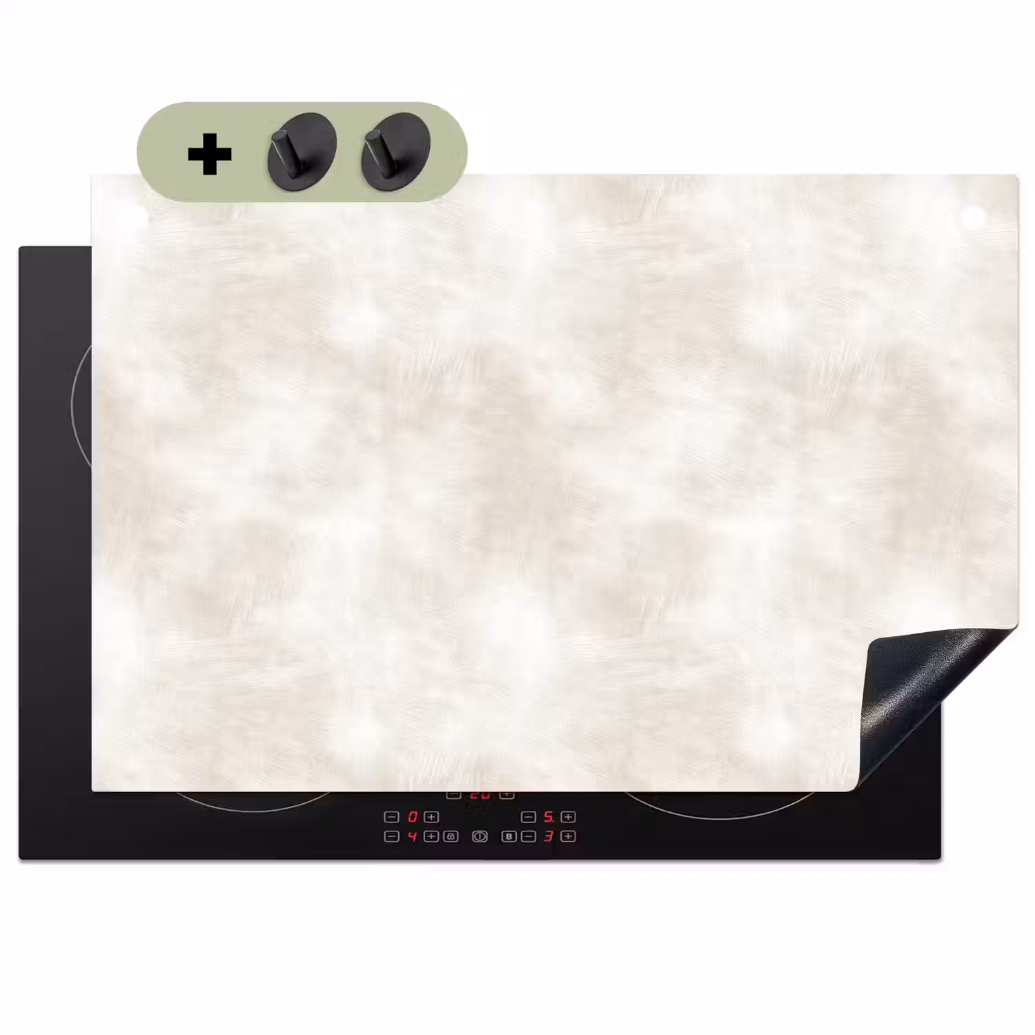 Subtiel - Structuur - Beige Inductie beschemer met haakjes klein 777 -3d