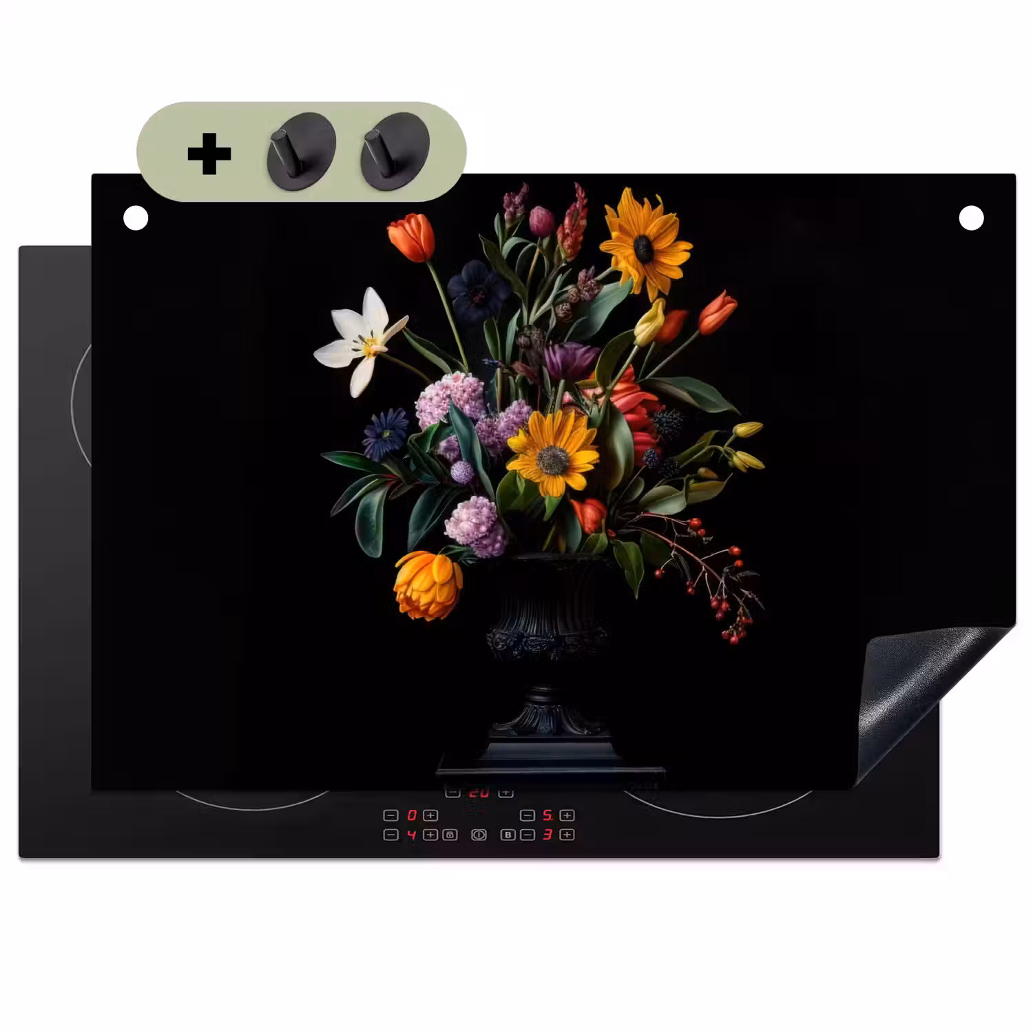 Zonnebloemen - Boeket - Kleurrijk Inductie beschemer met haakjes klein -3d