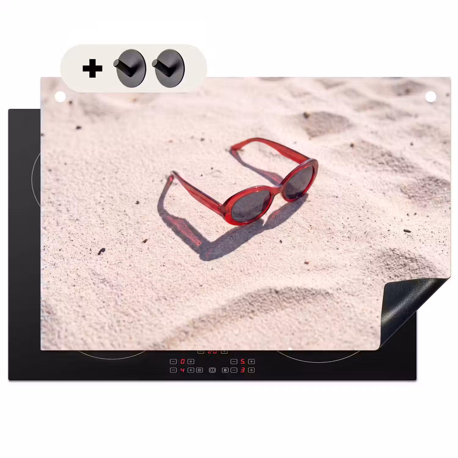 Zonnebril - Strand - Vakantie - Rood Inductie beschemer met haakjes klein -3d