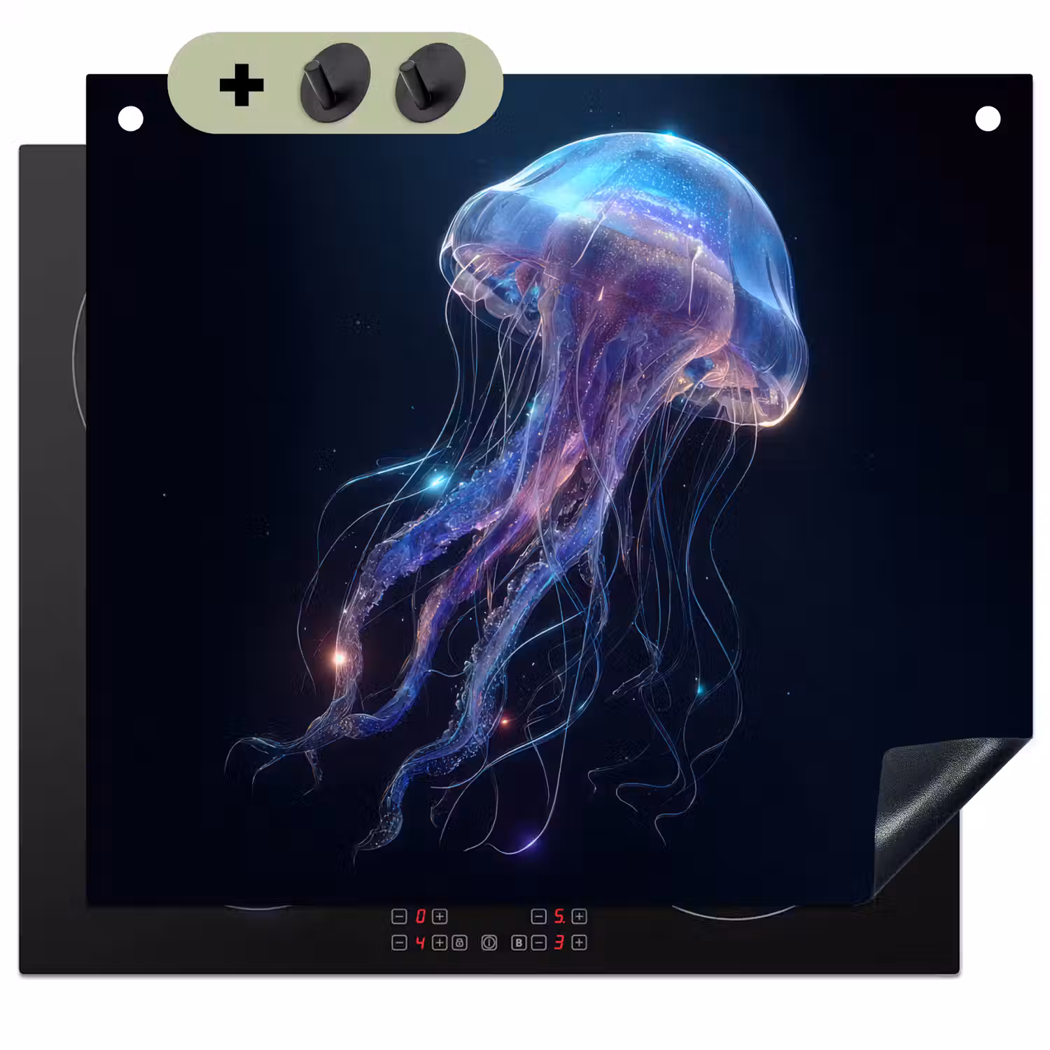 Tentakels - Kwal - Paars - Sprankeling Inductie beschemer met haakjes middel -3d