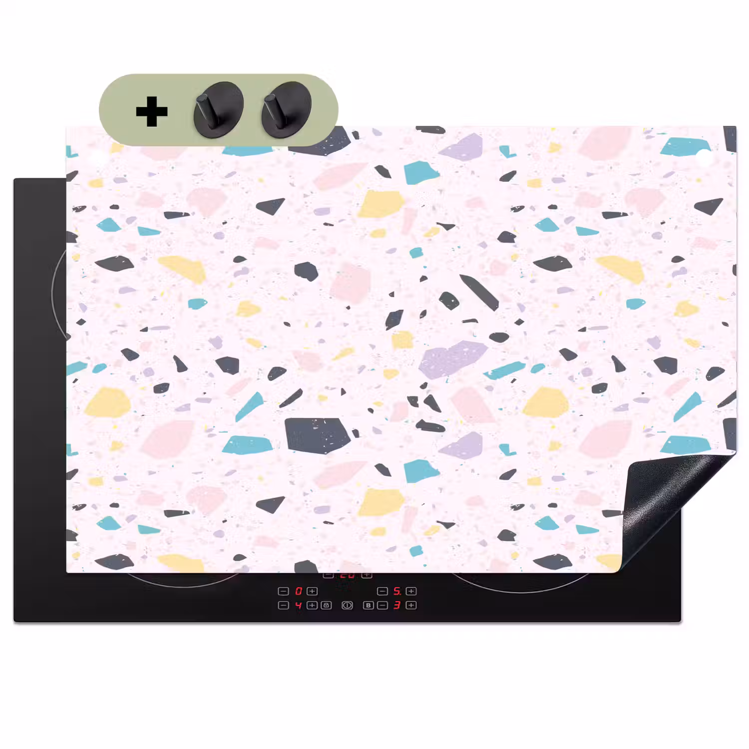 Terrazzo - Patroon - Zacht - Snoep Inductie beschemer met haakjes klein 777 -3d