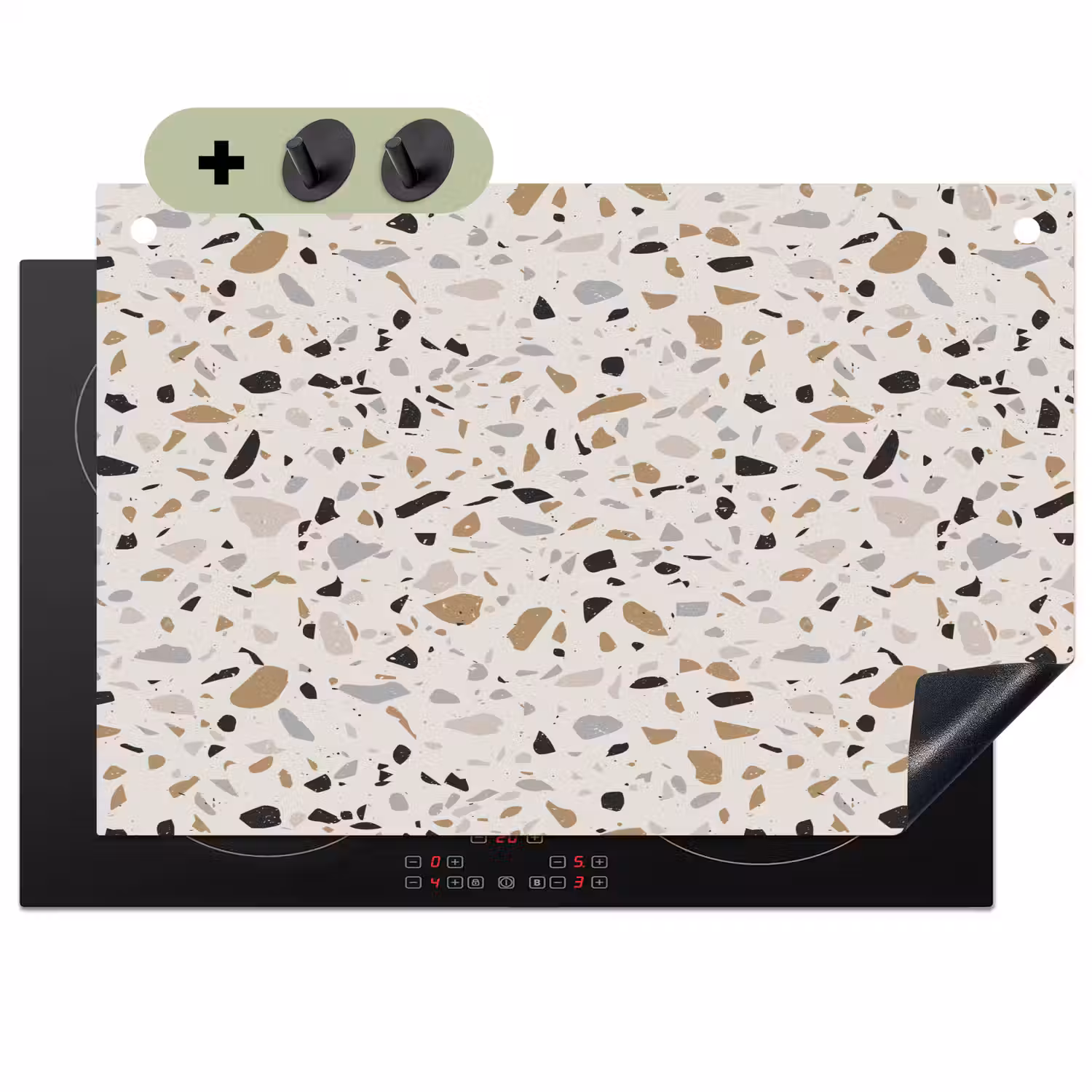 Terrazzo - Patroon - Staal Inductie beschemer met haakjes klein 777 -3d