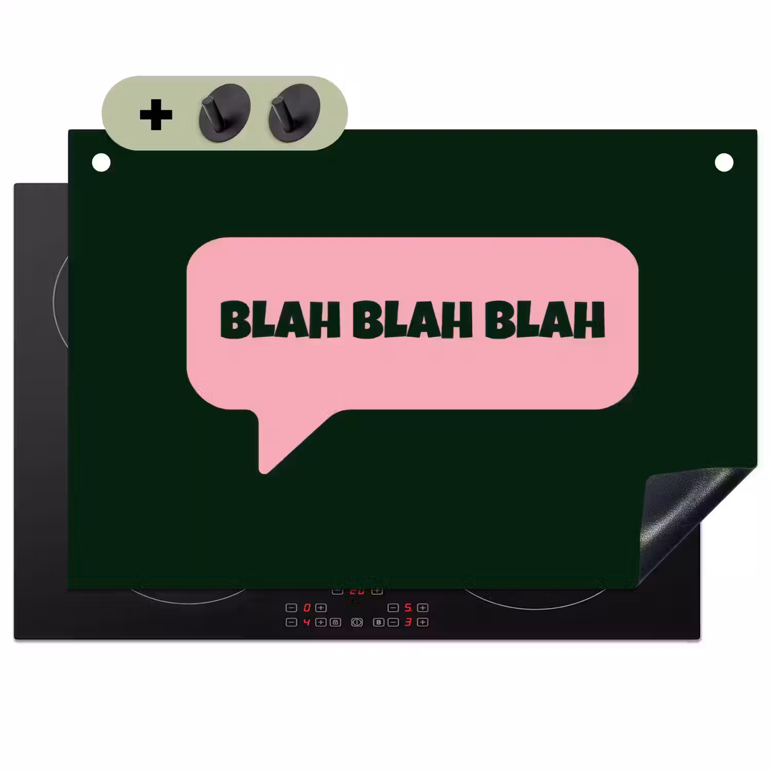 Tekstwolk - BLAH BLAH BLAH - Roze Inductie beschemer met haakjes klein -3d