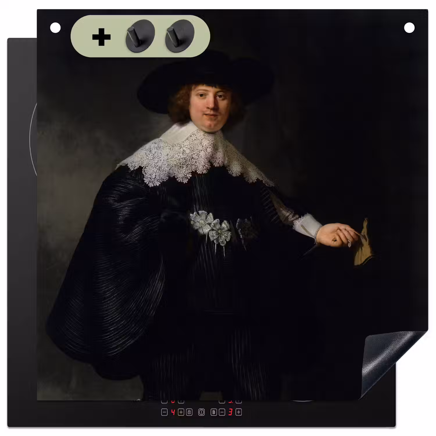 Het huwelijksportret van Marten Soolmans - Rembrandt van Rijn Inductie beschemer met haakjes middel -3d