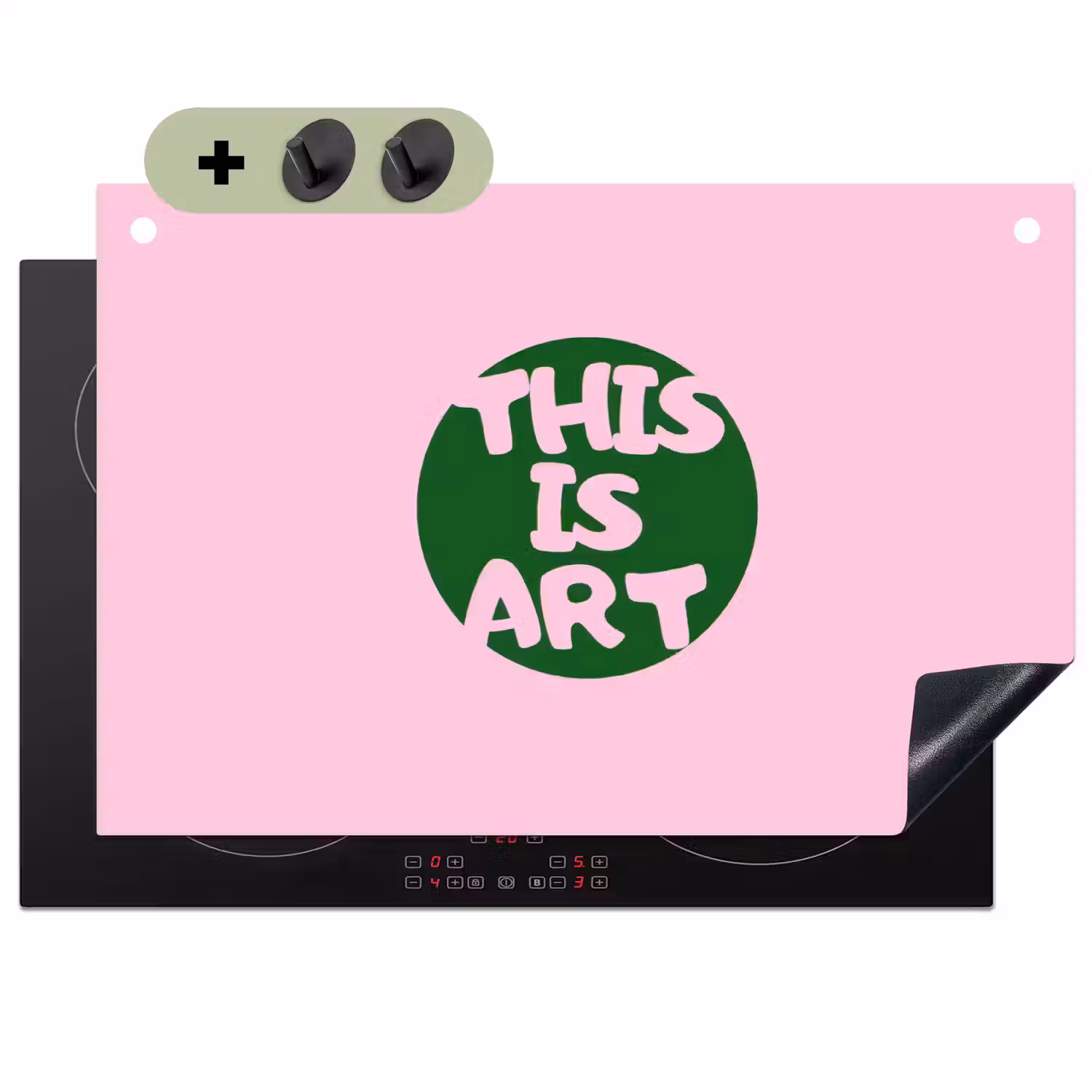 This is art - Tekst - Cirkel - Groen Inductie beschemer met haakjes klein -3d