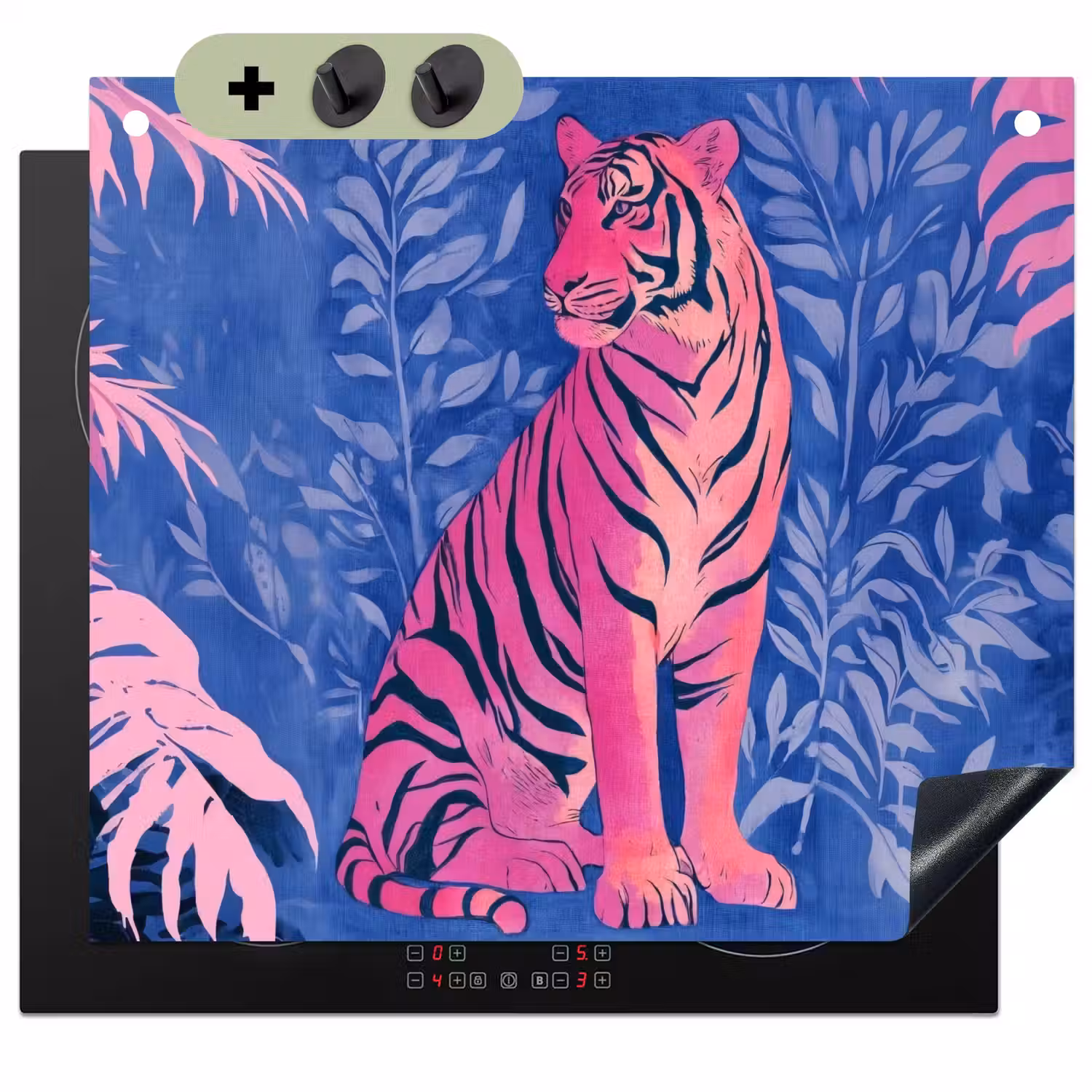 Tijger - Roze - Bladeren - Jungle Inductie beschemer met haakjes middel -3d