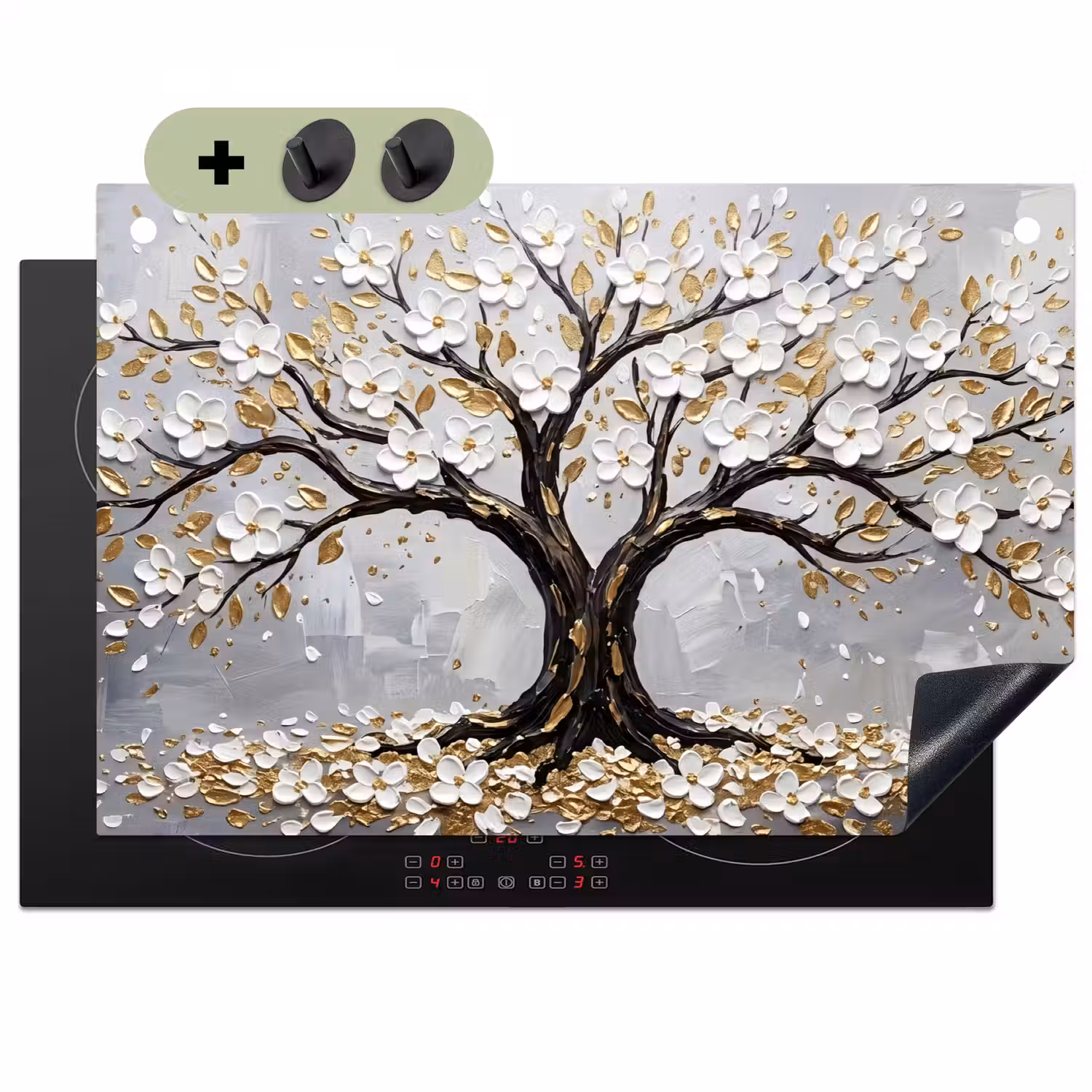 Boom - Bloemen - Natuur - Abstract - Wit Inductie beschemer met haakjes klein -3d