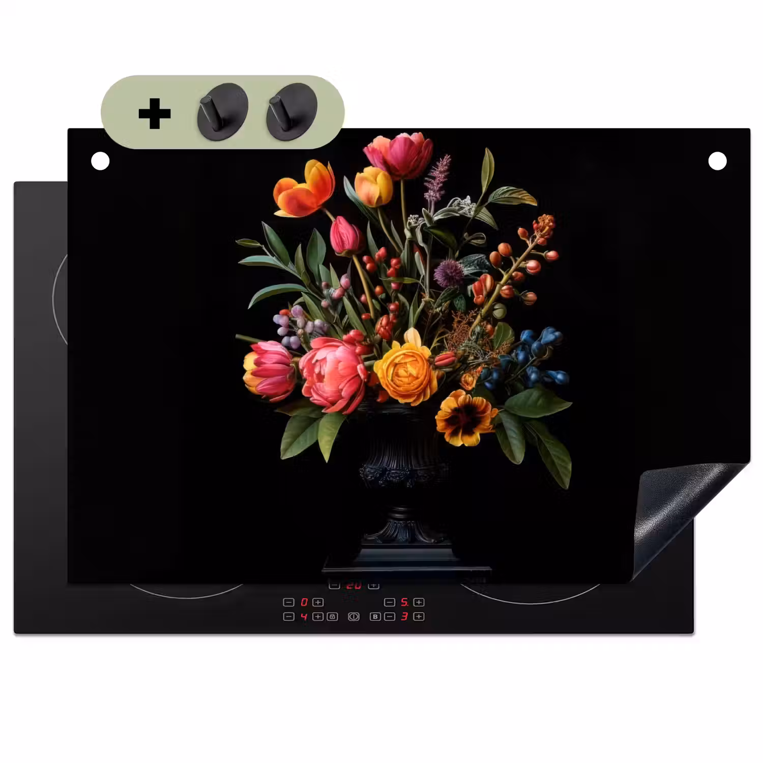 Tulpen - Bessen - Boeket - Vaas Inductie beschemer met haakjes klein -3d