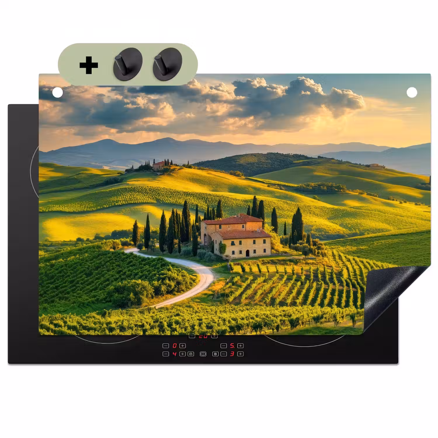 Toscane - Landschap - Wijngaarden Inductie beschemer met haakjes klein -3d