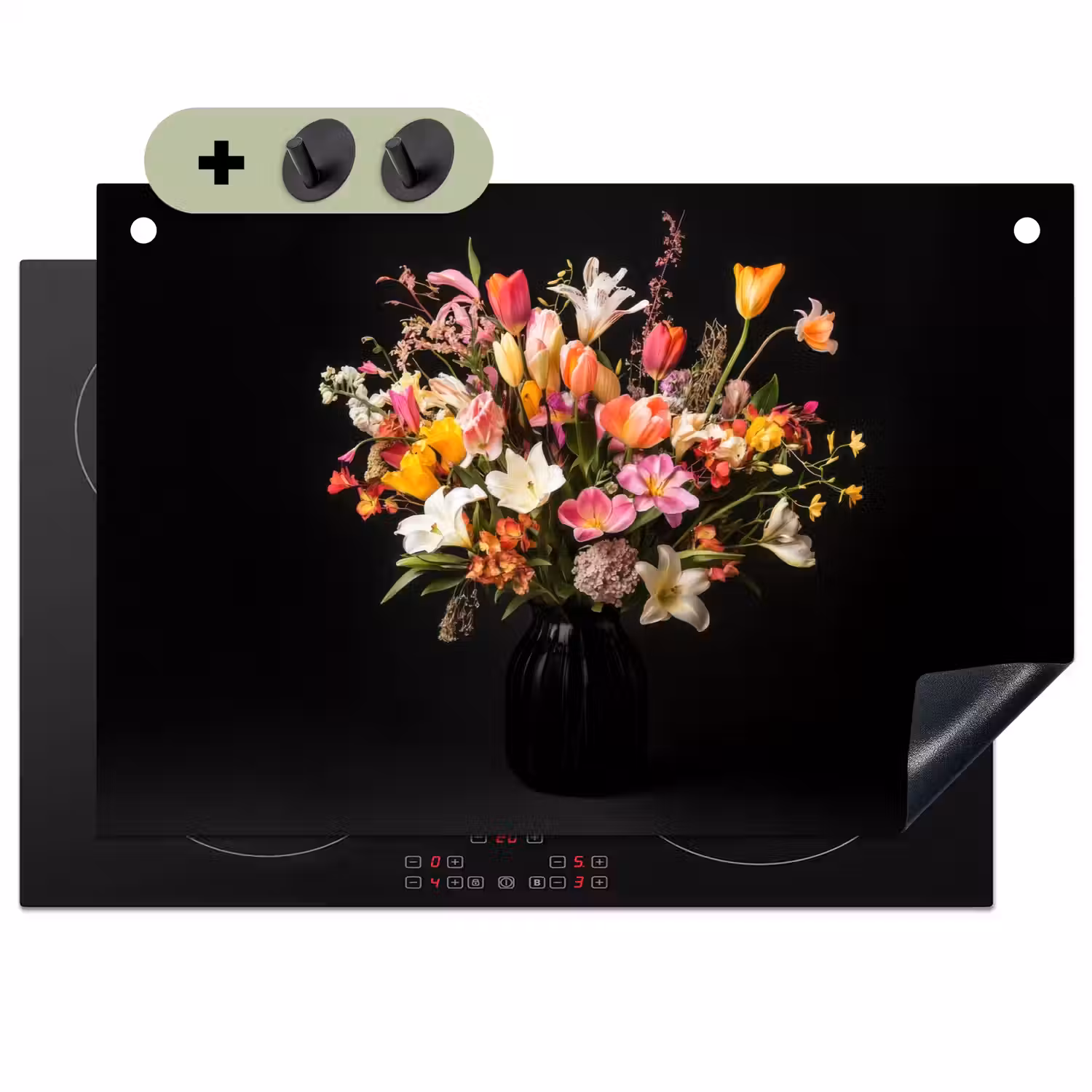 Vaas - Bloemen - Tulpen Inductie beschemer met haakjes klein -3d