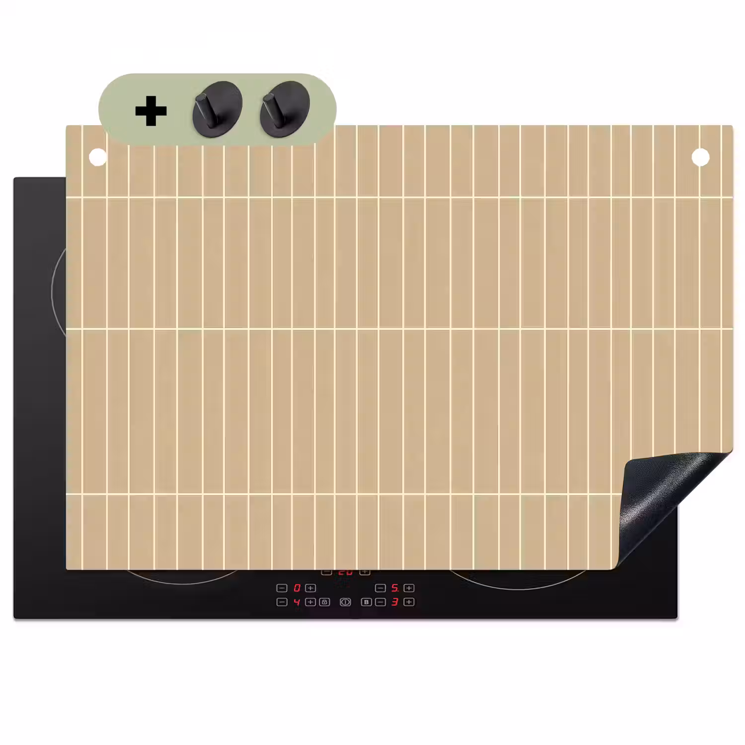 Verticaal - Wandtegel - Zand - Beige Inductie beschemer met haakjes klein 777 -3d