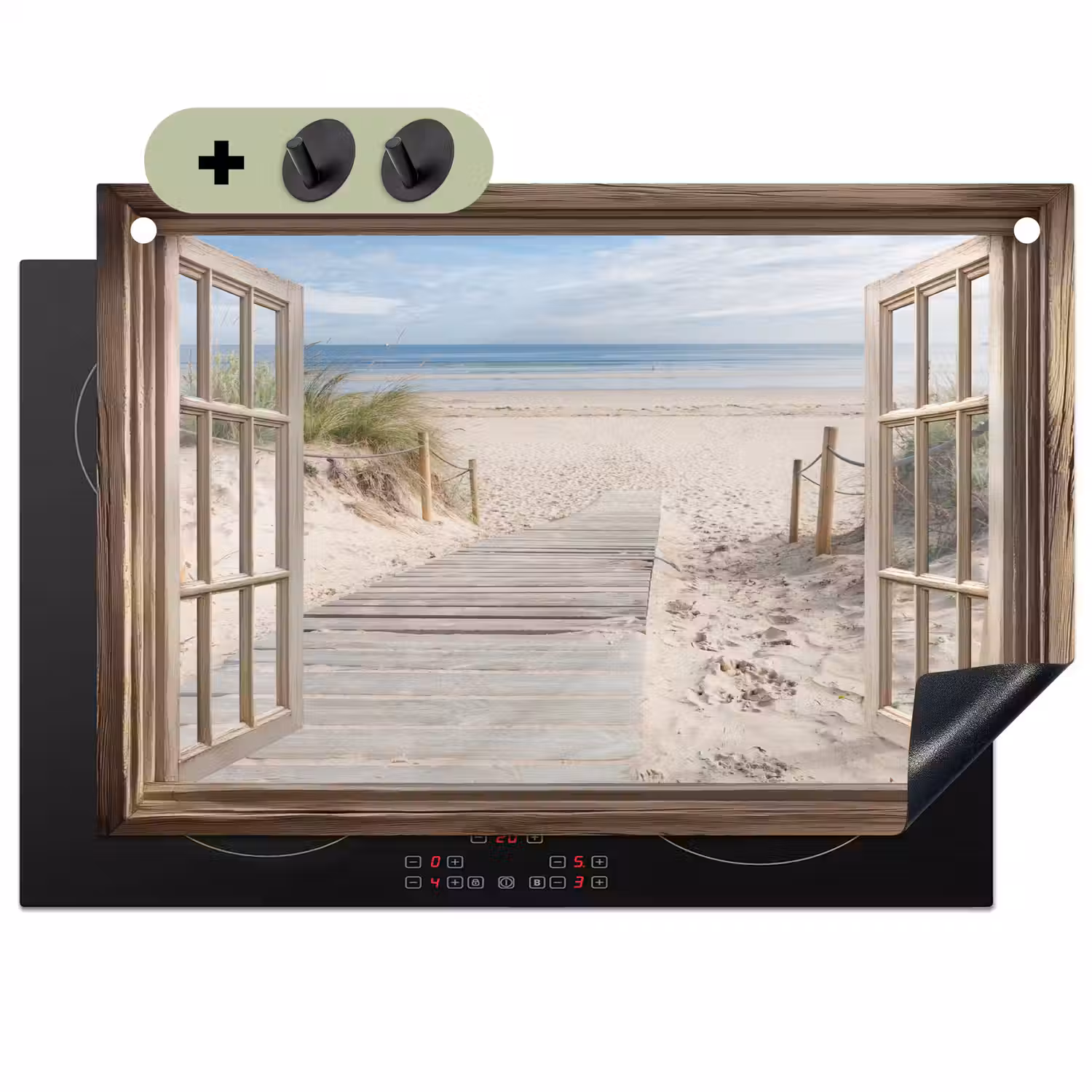Doorkijk - Strand - Duinen - Pad - Landschap Inductie beschemer met haakjes klein -3d