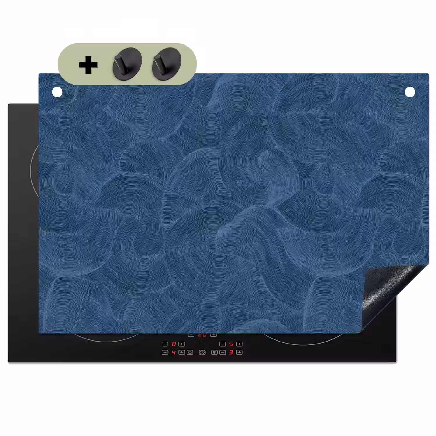 Golven - Textuur - Patroon - Blauw Inductie beschemer met haakjes klein 777 -3d