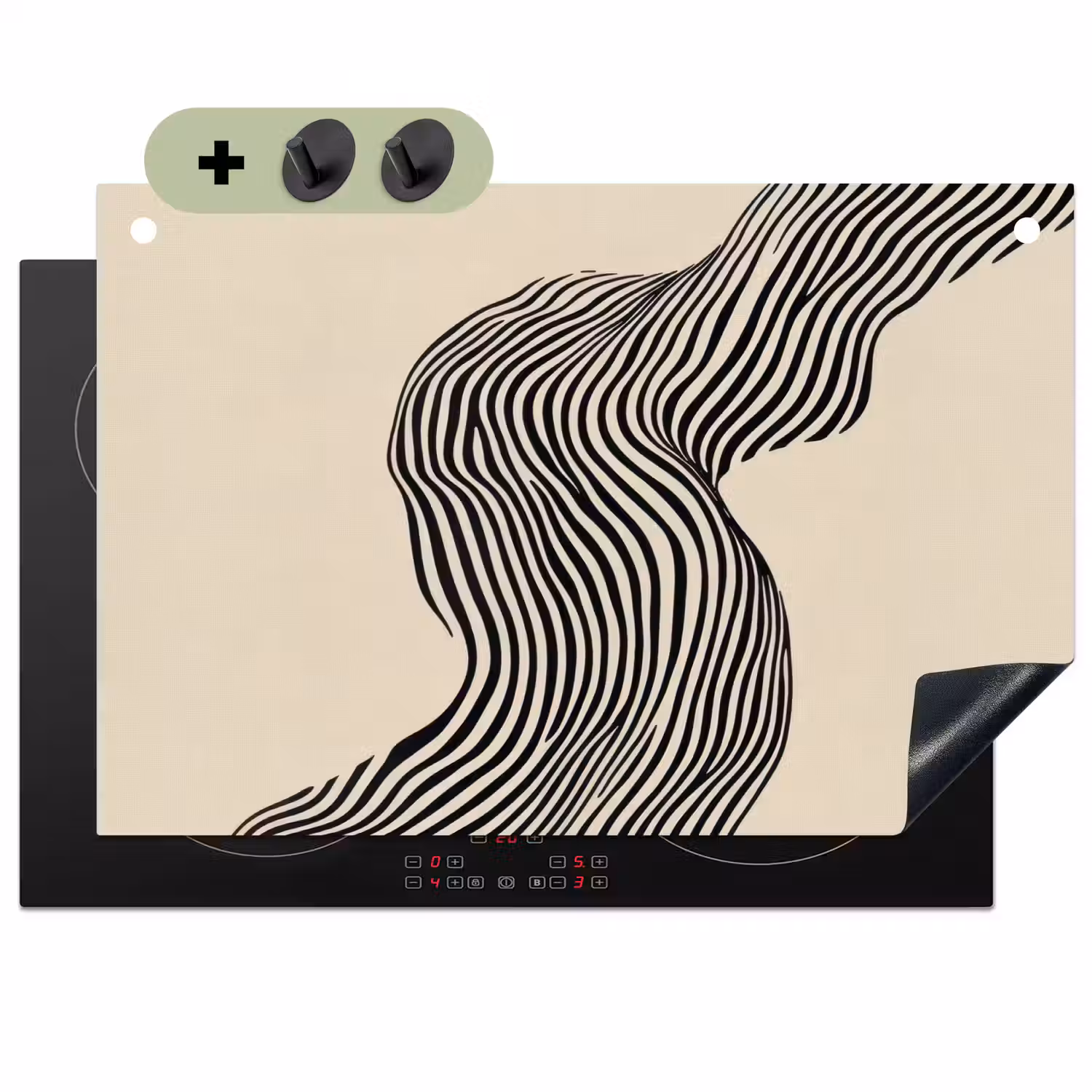 Golvend - Lijnen - Abstract - Silhouet Inductie beschemer met haakjes klein -3d