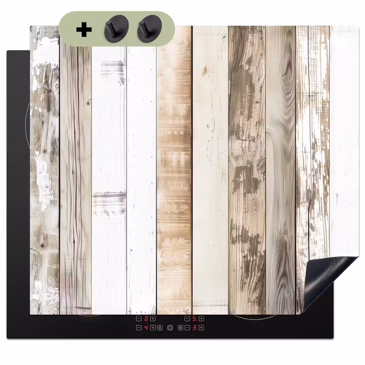 Verweerd Houten Planken Inductie beschemer met haakjes middel -3d