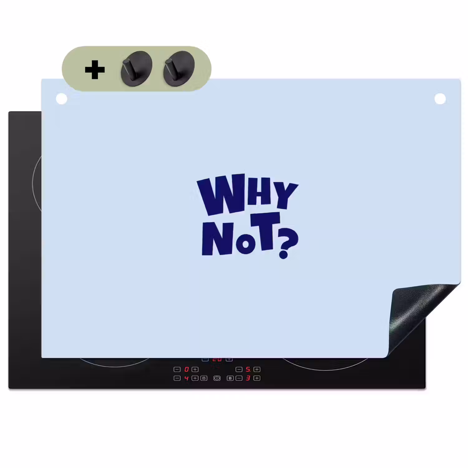 Why not - Blauw - Licht blauw - Quote Inductie beschemer met haakjes klein -3d