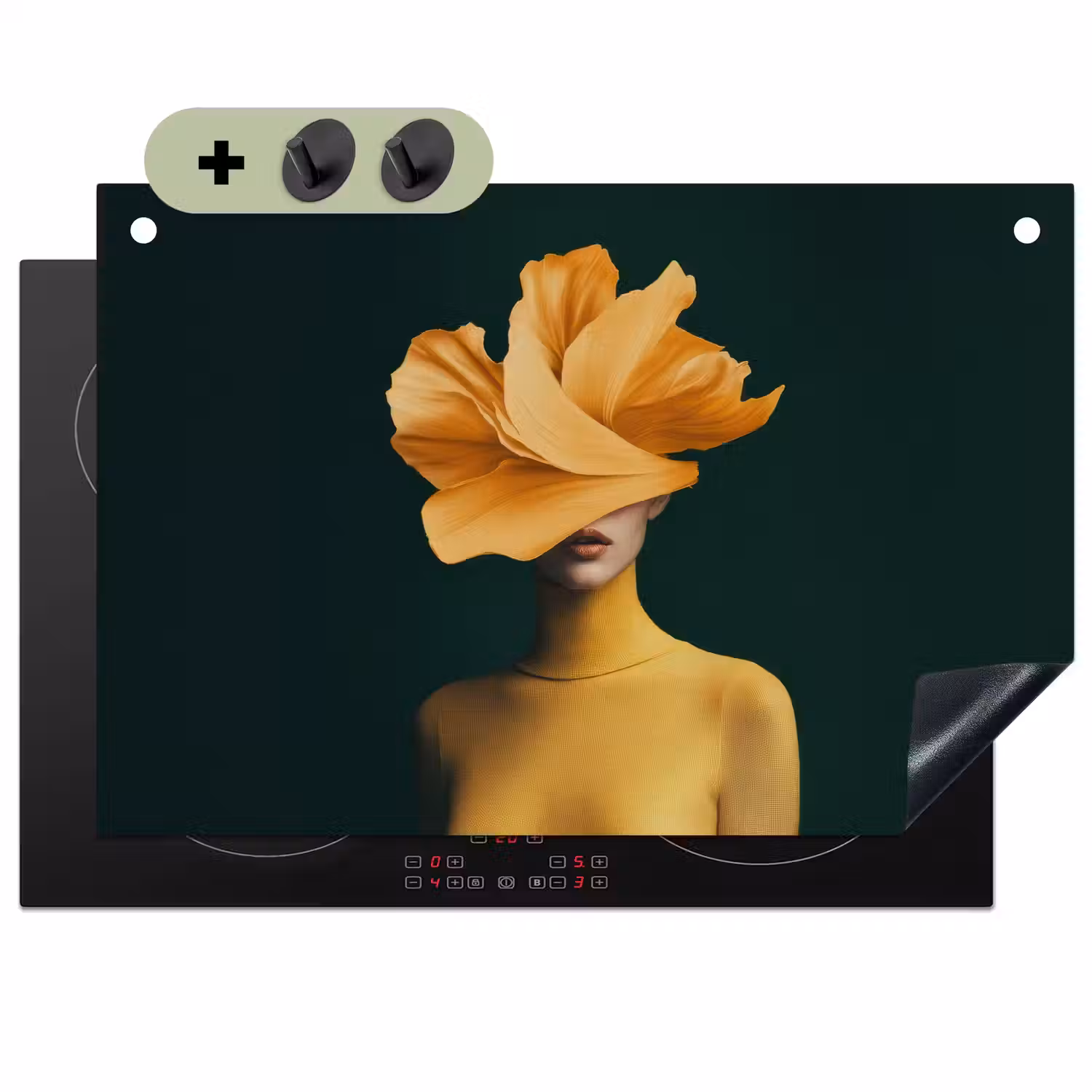 Vrouw - Hoed - Geel Inductie beschemer met haakjes klein -3d