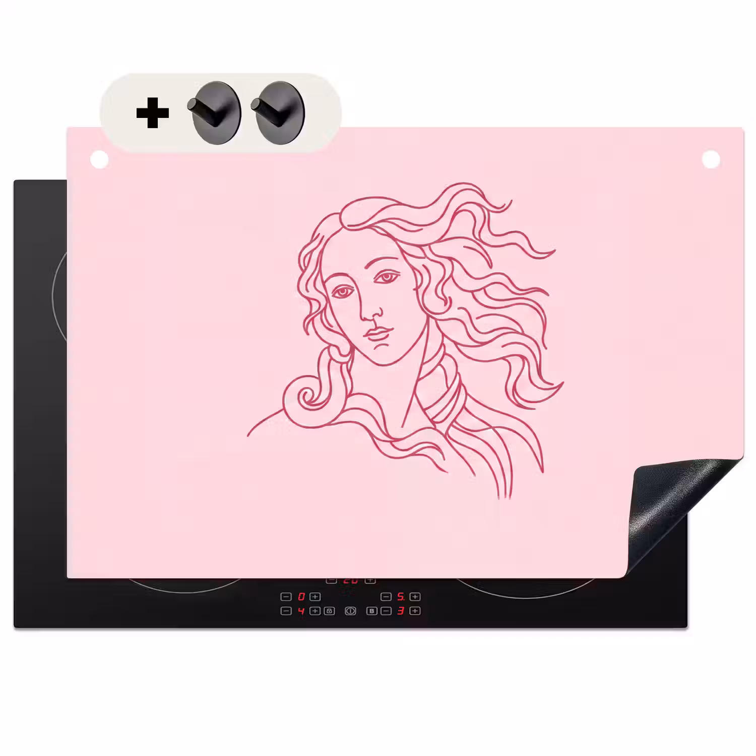 Vrouw - Portret - Klassiek - Line-art - Roze Inductie beschemer met haakjes klein -3d