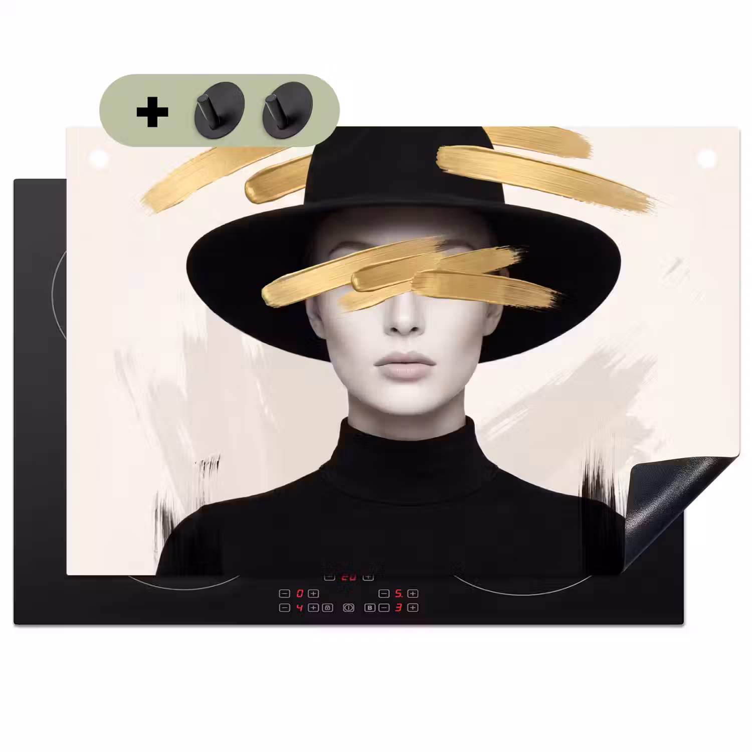 Vrouw - Portret - Modern - Goud - Kunst Inductie beschemer met haakjes klein -3d