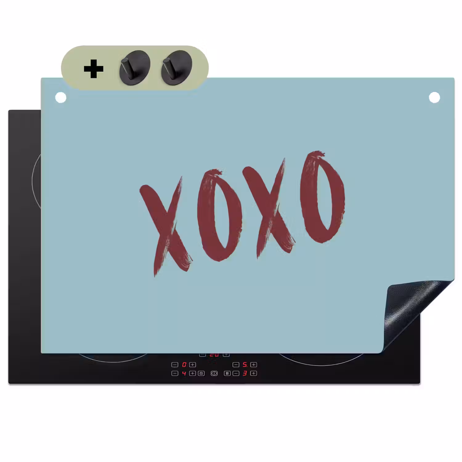 XOXO - Blauw - Rood Inductie beschemer met haakjes klein -3d
