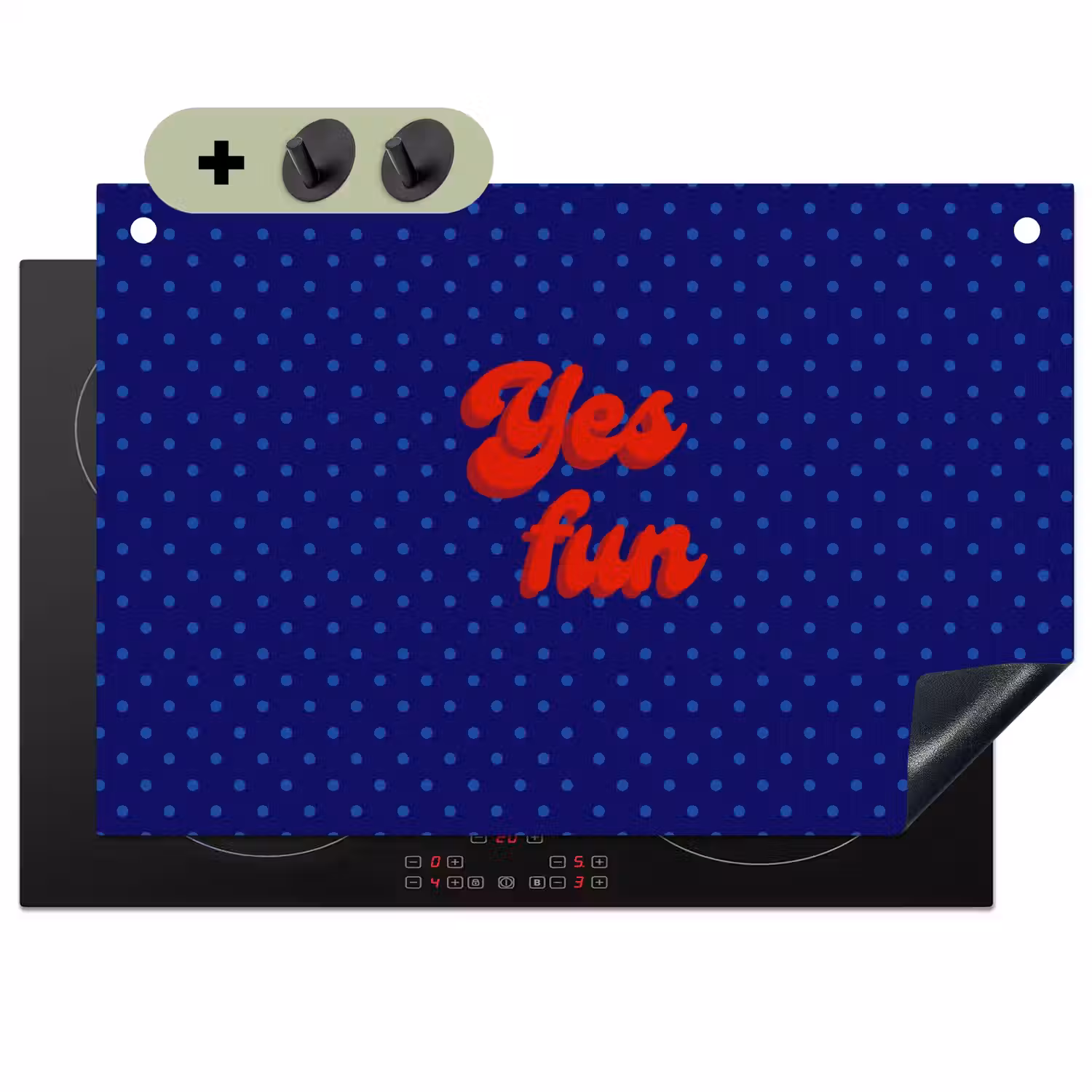 Yes fun - Rood - Blauw - Stippen Inductie beschemer met haakjes klein -3d