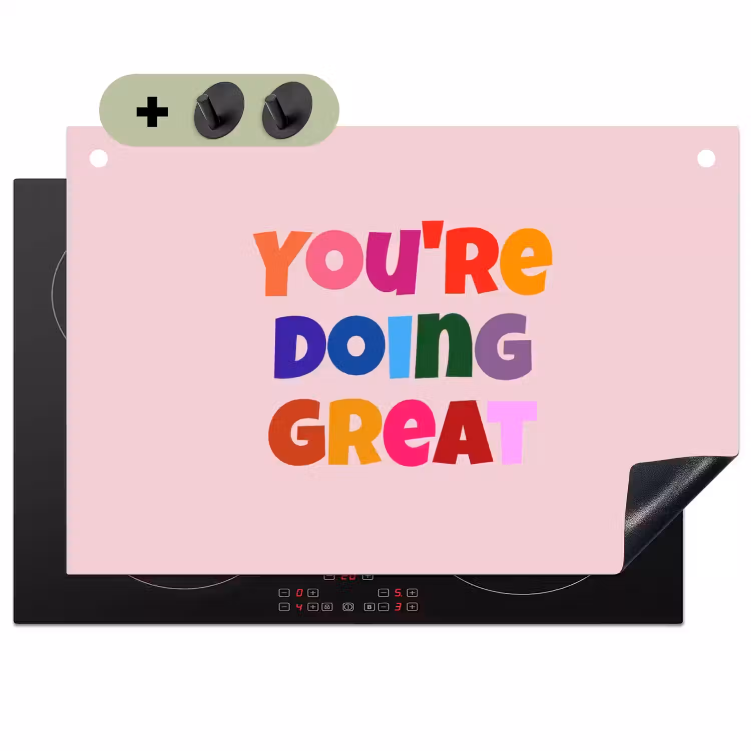 You're doing great - Roze - Kleurrijk Inductie beschemer met haakjes klein -3d