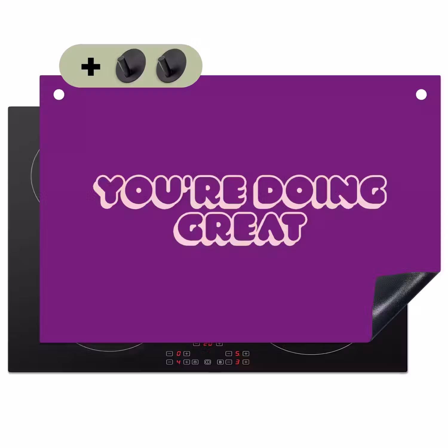 You're doing great - Paars - Bubble letters Inductie beschemer met haakjes klein -3d