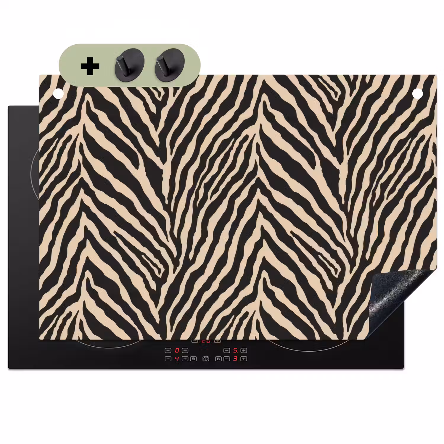 Zebra - Klassiek - Zwart Inductie beschemer met haakjes klein 777 -3d