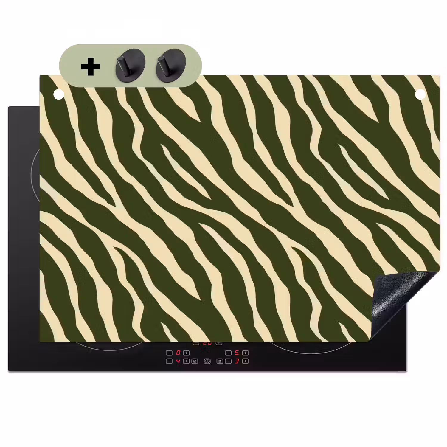 Zebra - Patroon - Groen Inductie beschemer met haakjes klein 777 -3d