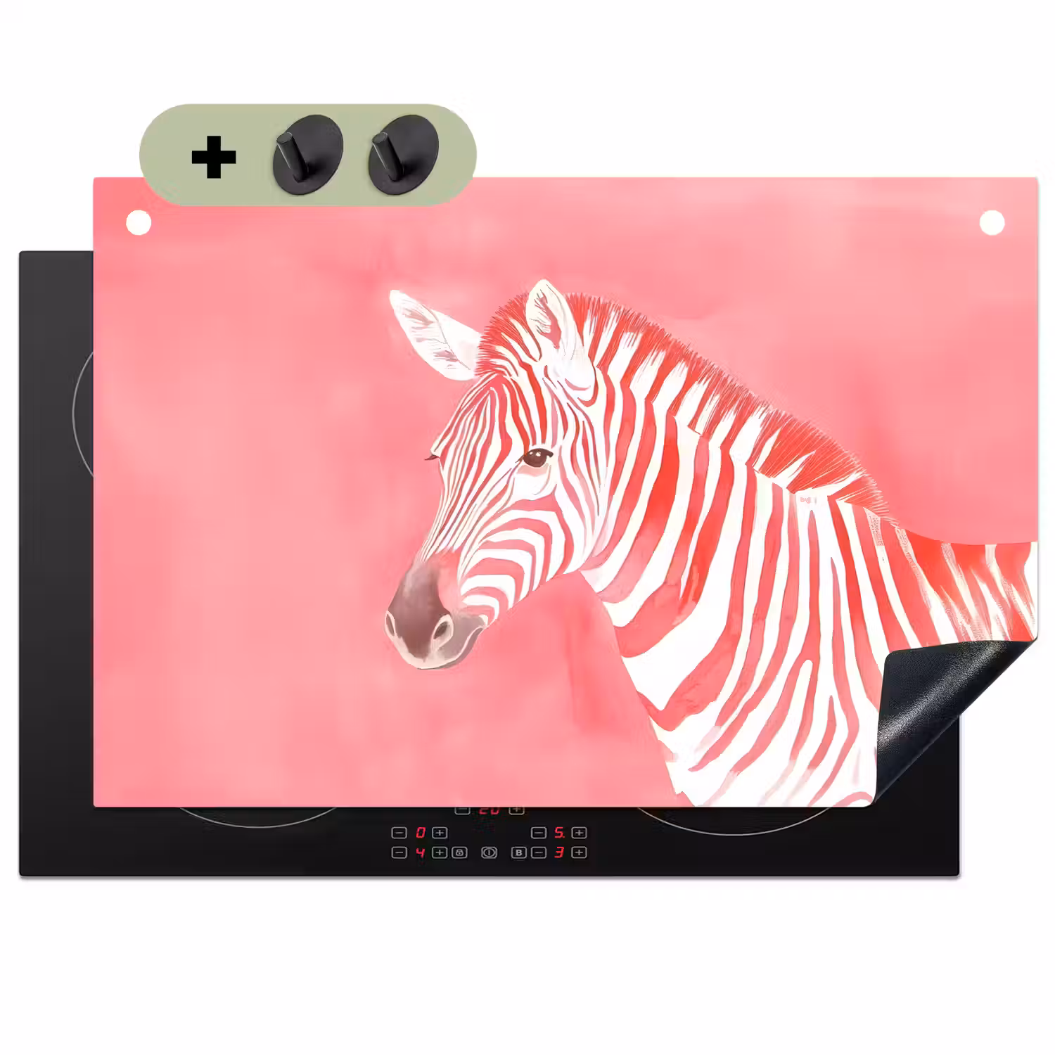 Zebra - Pink - Verf Inductie beschemer met haakjes klein -3d