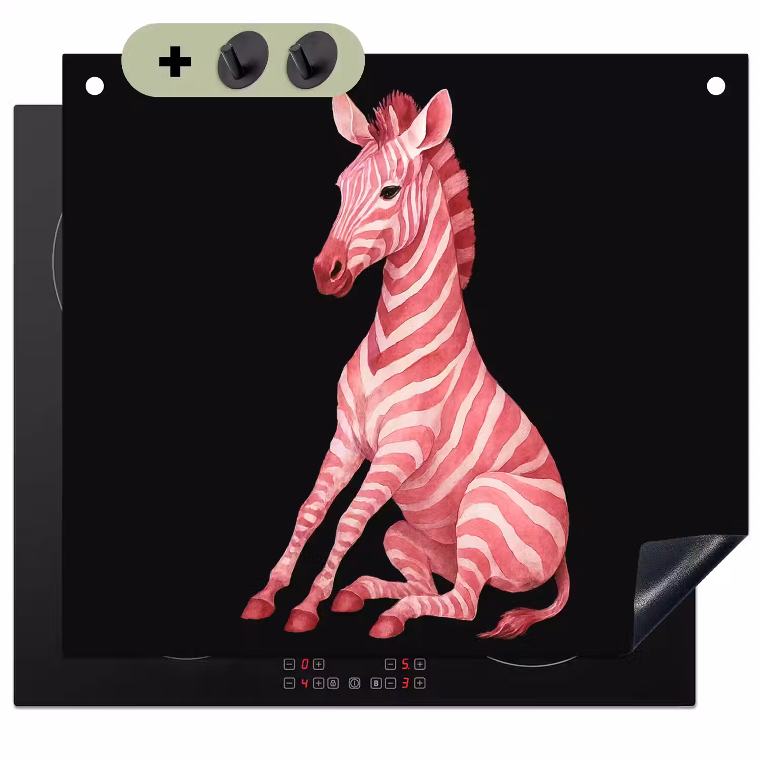 Zebra - Roze - Gestreept Inductie beschemer met haakjes middel -3d
