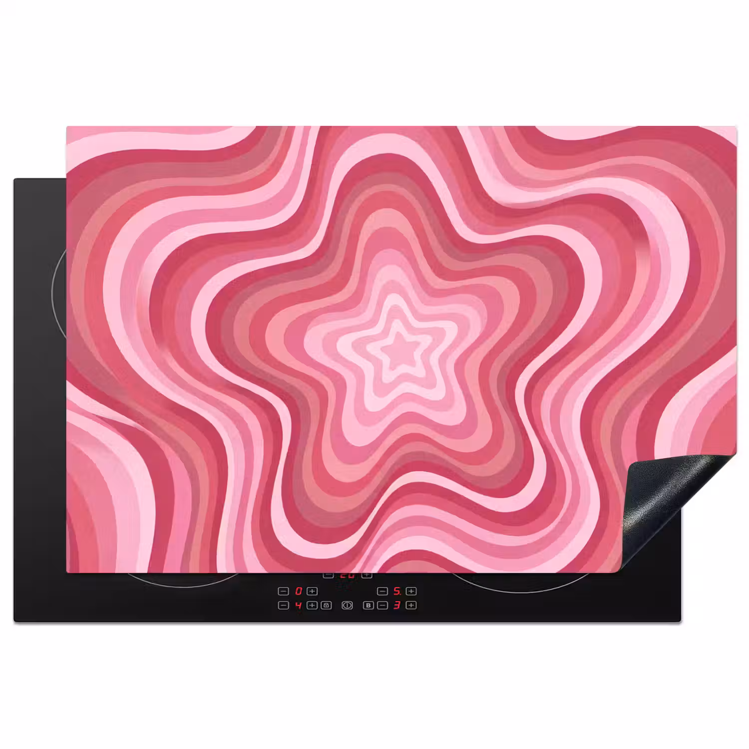 Ster - Golvend - Abstract - Roze Inductie beschermer vinyl 3mm klein -3d