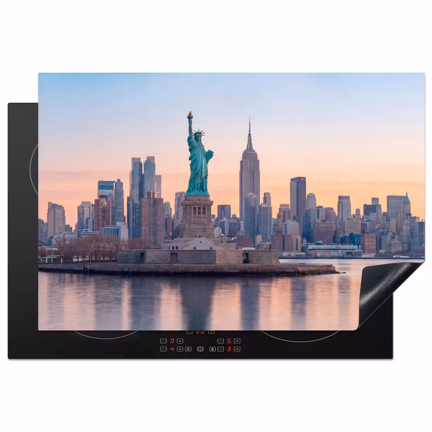 Vrijheidsbeeld - New York - Zonsopgang - Stad - Architectuur Inductie beschermer vinyl 3mm klein -3d
