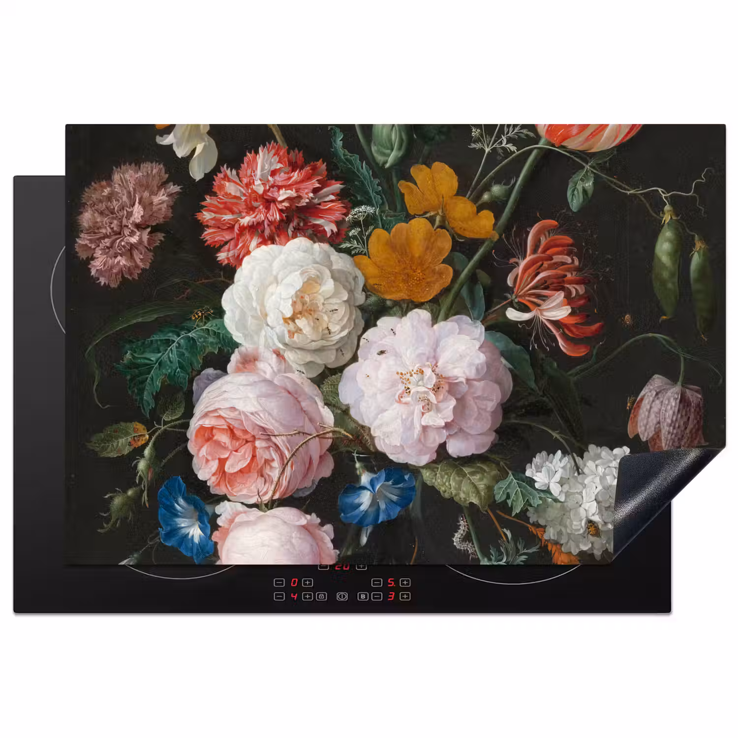 Stilleven met bloemen in een glazen vaas - Schilderij van Jan Davidsz. de Heem Inductie beschermer vinyl 3mm klein -3d