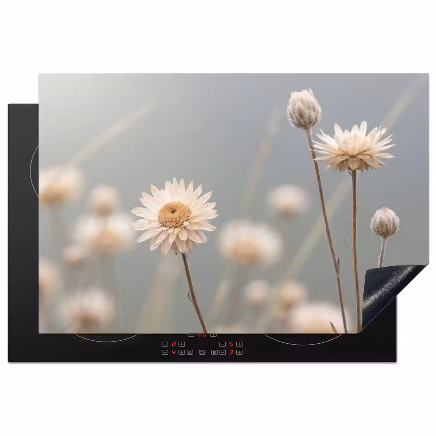 Strobloemen - Wit - Daglicht Inductie beschermer vinyl 3mm klein -3d