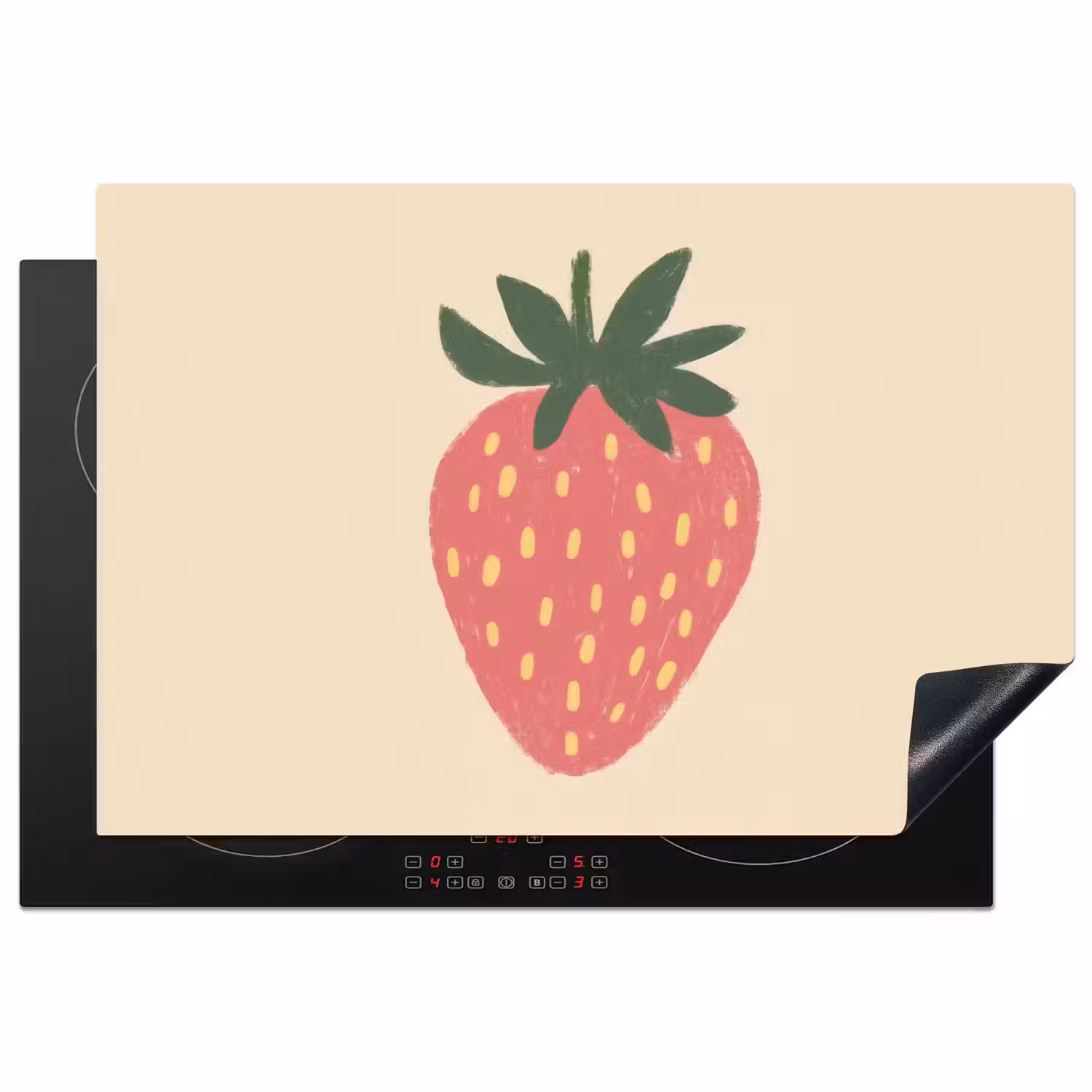 Aardbei - Minimalistisch - Rood - Fruit Inductie beschermer vinyl 3mm klein -3d