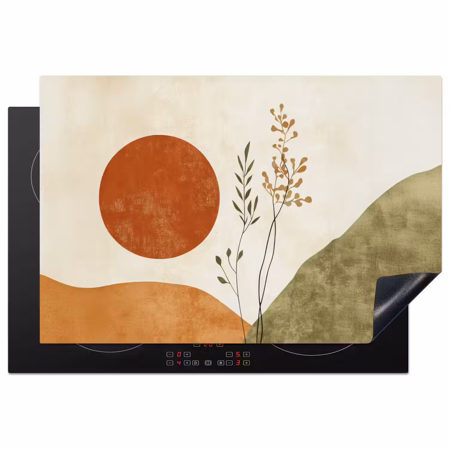 Zon - Abstract - Takken - Oranje Inductie beschermer vinyl 3mm klein -3d